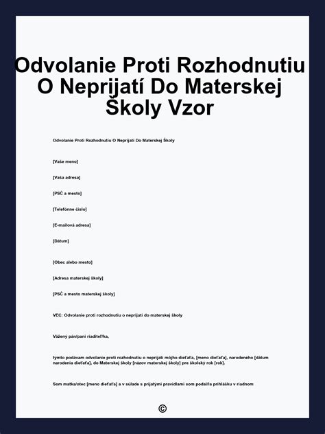 Ukážka rozhodnutia o prijatí do školy