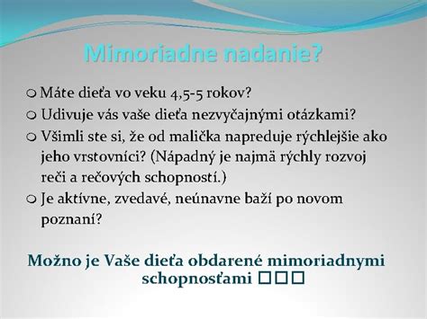 Charakteristiky mimoriadne nadaných detí