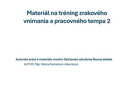 zobrazenie pracovného tempa a rovnováhy