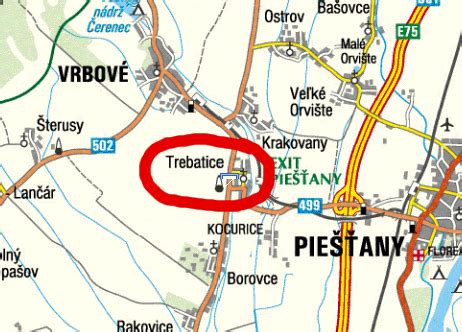 Mapa obce Trebatice a jej okolia
