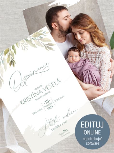 Ukážky oznamení o narodení dieťaťa s rôznym dizajnom