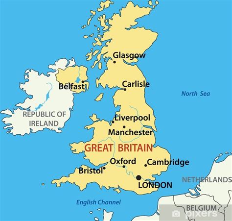 Mapa Spojeného kráľovstva s vyznačenými regiónmi