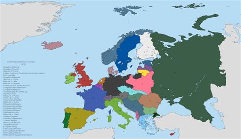 Map of Europe during the interwar period and the rise of political movements
