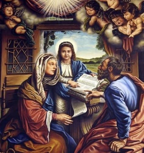 The Virgin Mary as a child with her parents Joachim and Anne