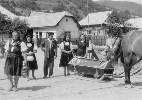 Zvážanie truhly s nebožtíkom na saniach pomocou koňa, Papradno - Kržeľ