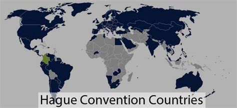 Map showing countries signatory to the Hague Apostille Convention
