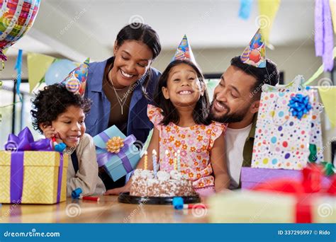 Family celebrating birthday