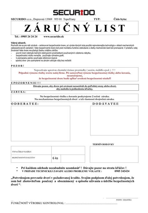 Záručný list a certifikáty kvality kočíka