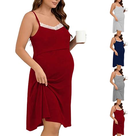 Pregnant woman in a comfortable maternity nightgown