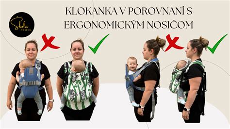 porovnanie ergo nosiča a neergonomickej klokanky