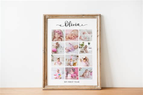 Personalized baby first year memory collage