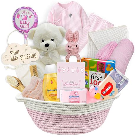Basket of newborn baby gifts