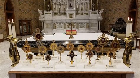 Image of relics on an altar