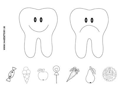 Zdravé detské zúbky: ilustrácia hygieny