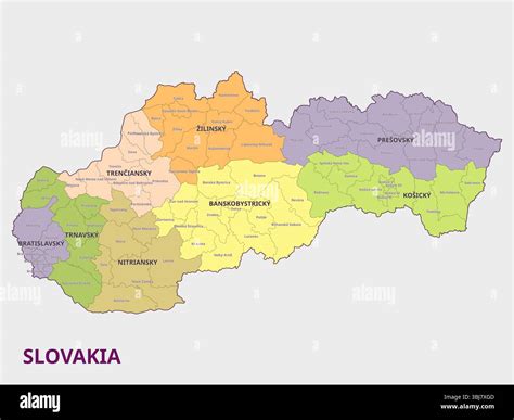 Map of Slovakia with regions highlighted