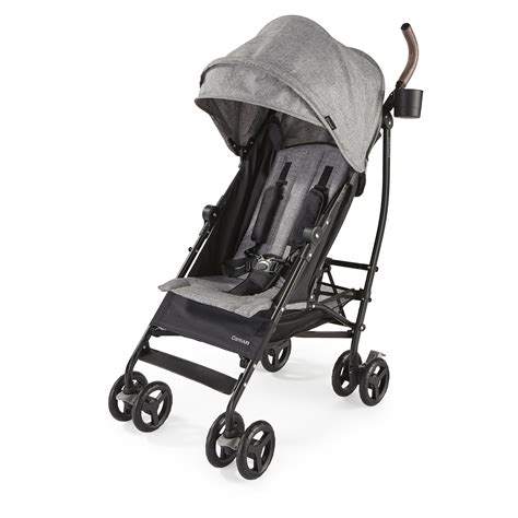 Foldable stroller stored vertically in a narrow hallway