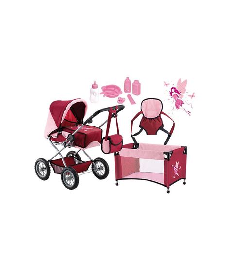 detaily ružového kočíka s doplnkami