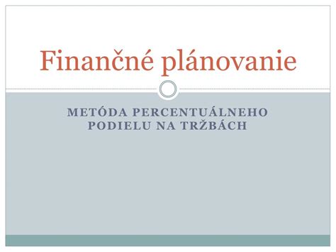 finančné plánovanie a rozpočet