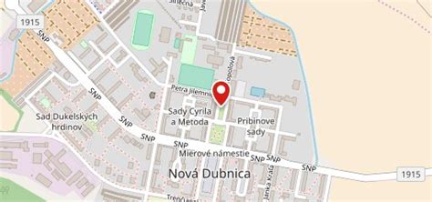 Mapa mesta Nová Dubnica s vyznačením dôležitých inštitúcií sociálnych služieb