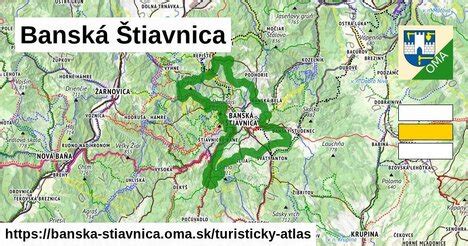 Mapa Banská Štiavnica a Žiar nad Hronom s vyznačenou vzdialenosťou