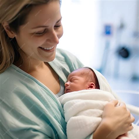 Happy mother and baby in hospital