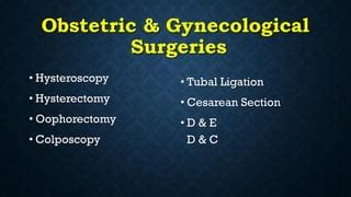 Infographic showing different types of gynecological surgeries