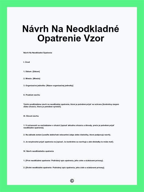 Schematické znázornenie neodkladného opatrenia