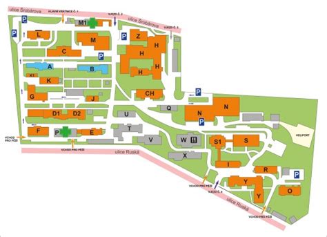 Mapa areálu Fakultnej nemocnice Nitra