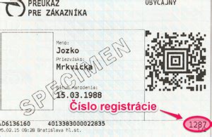 Ukážka preukazu ZSSK pre dieťa