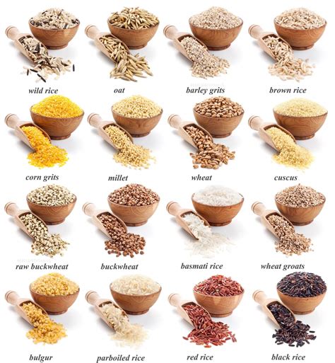 Different types of grains for baby porridge