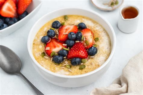 Bowl of porridge with fruit topping