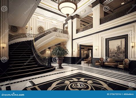 Art reproductions in a hotel lobby