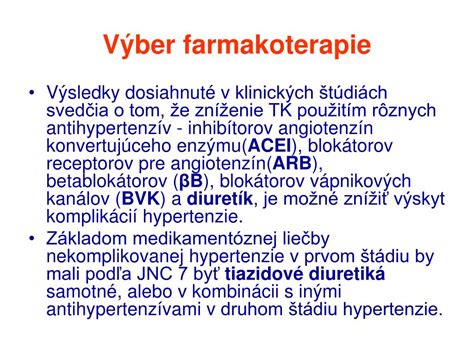 Princípy medikamentóznej liečby hypertenzie
