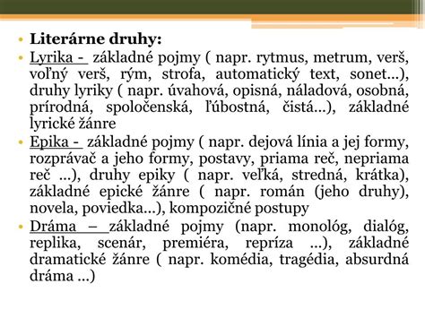 Základné literárne druhy a formy