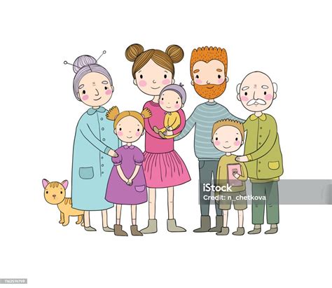 Ilustrácia rodiny s deťmi a symbolom súdu