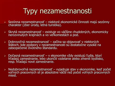 typy nezamestnanosti