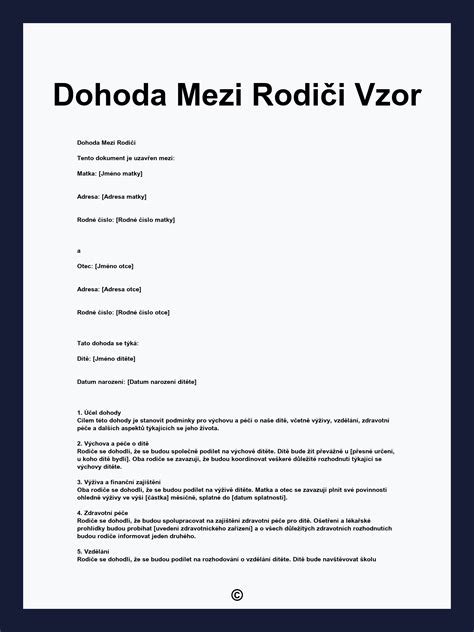 dohoda medzi rodičmi