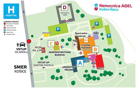 Mapa Slovenska s vyznačením Nemocnice AGEL Levice