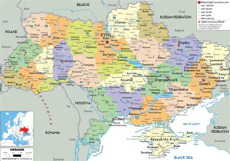 Mapa Ruska a Ukrajiny