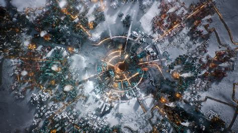 Herná obrazovka s mestom z hry Frostpunk 2