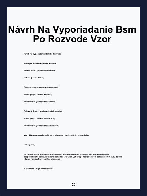 Schéma procesov vyporiadania BSM po zániku manželstva