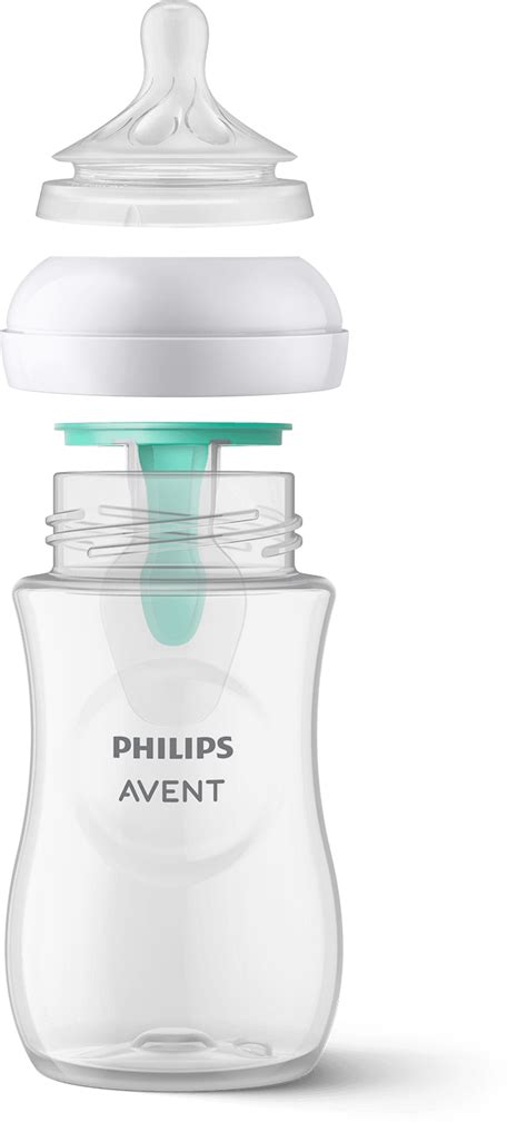 Detailný záber na sklenenú dojčenskú fľašu Philips Avent Natural Response s cumlíkom
