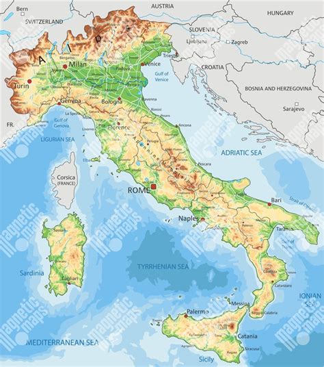 Zemepisná mapa Talianska