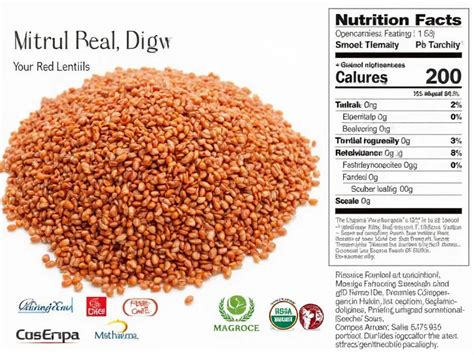 Nutrition facts table for red lentils