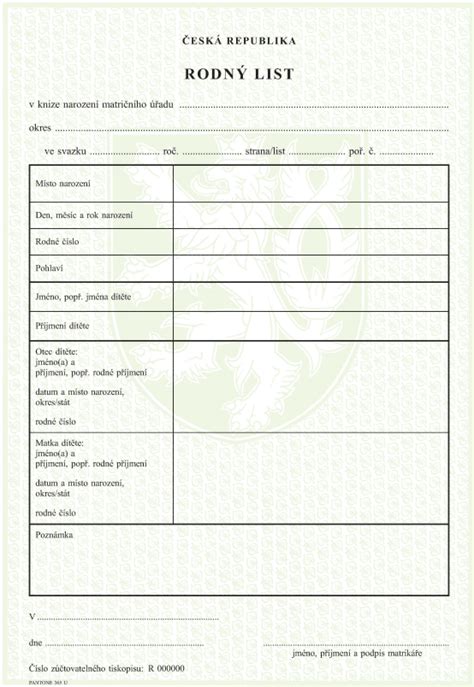 Novorodenec a rodný list