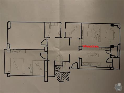 nákres rekonštruovaných priestorov jaslí s vyznačením jednotlivých sekcií