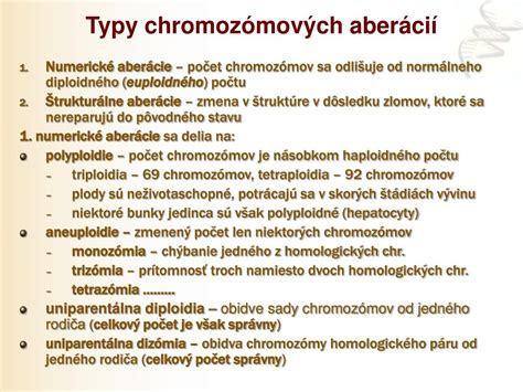 Typy chromozómových aberácií