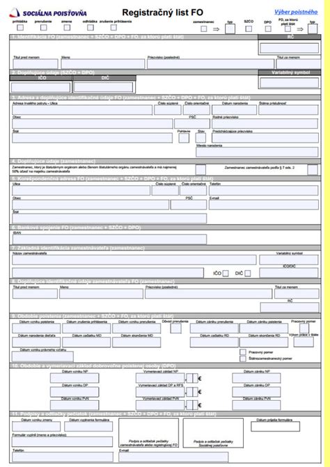 tlačivo Sociálnej poisťovne