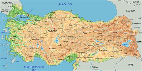 Mapa Turecka s destináciami