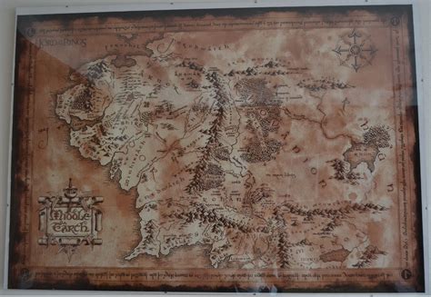Mapa Stredozeme s vyznačenými lokáciami